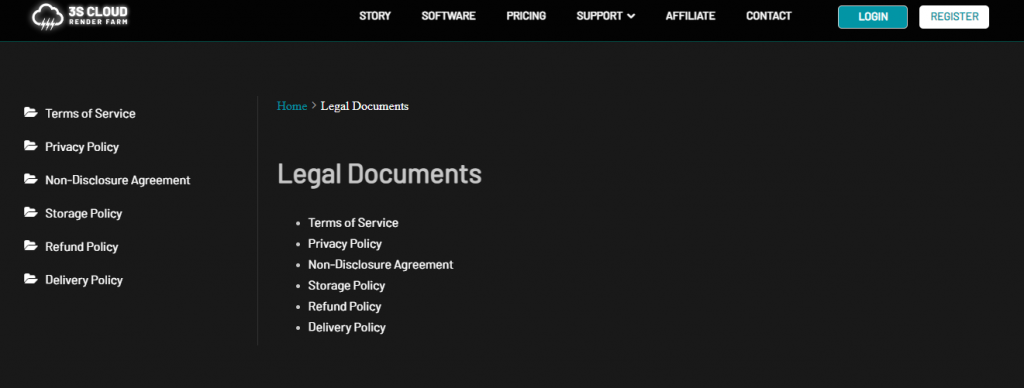 3S Cloud Render Farm legal document